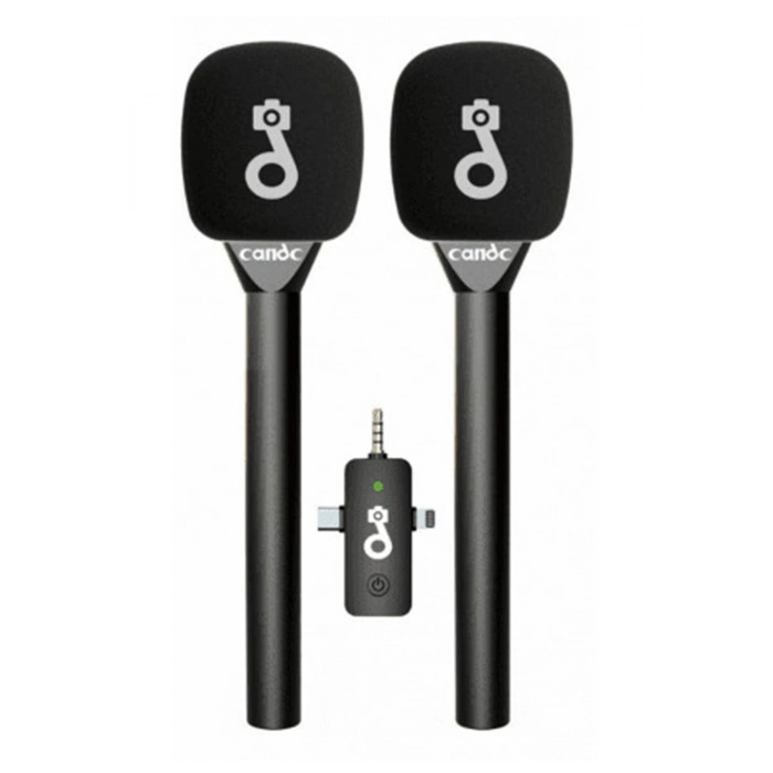 Çift Mikrofonlu Profosyonel Kablosuz Yüksek Kaliteli Ses Kaydı Röportaj Mikrofonu