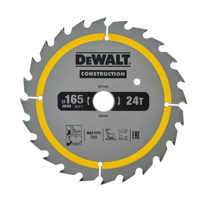 Dewalt DT1949 Daire Testere Bıçağı 165 x 20 mm