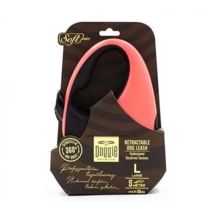 Doggie Soft Otomatik Köpek Uzatma Tasması Large Pembe 50 Kg 5 Mt