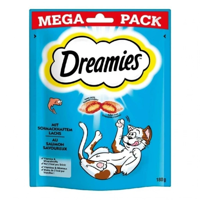 Dreamies Mega Pack İç Dolgulu Somonlu Kedi Ödül Bisküvisi 1 Adet 180 Gr