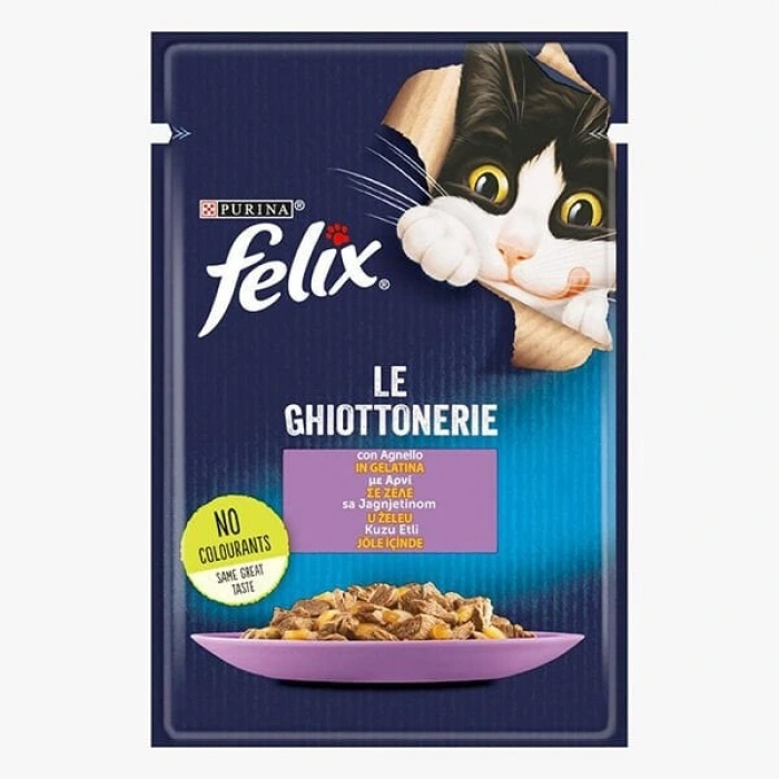 Felix Sensations Taze Jöle İçerisinde Kuzu Etli Yetişkin Yaş Kedi Maması 1 Adet 85 Gr