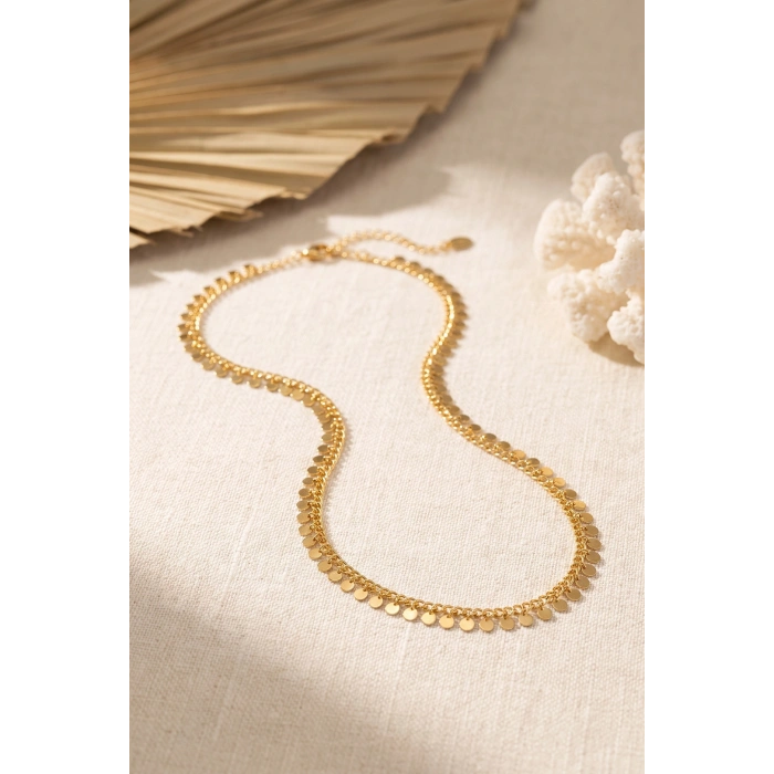 Gold Renk Pul Model 60 cm Kadın Kolye