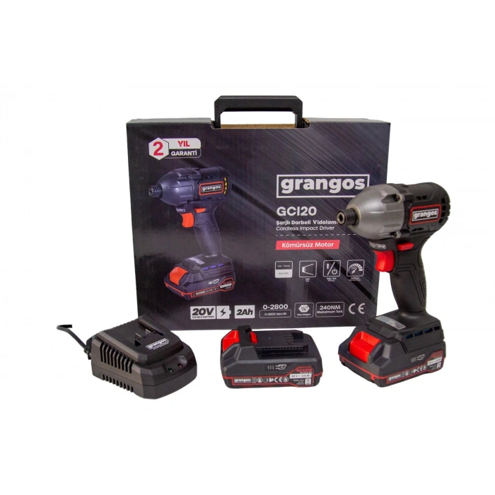 Grangos GCI20-T2 20V 2 Ah Çift Akülü Darbeli Vidalama