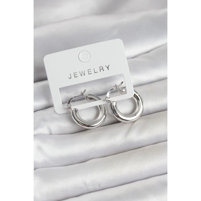 Gümüş Renk Pirinç Halka 20 mm Kadın Küpe