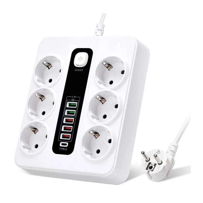 Hp-h04 3000w 10amper 6’lı 2metre Uzatma Kablolu Çoklu Termal Akım Priz