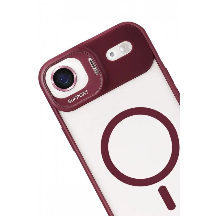 Joko Apple iPhone 17 Air Remim Lensli Magsafe Standlı Kapak - Bordo