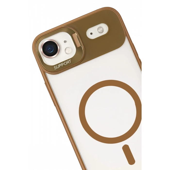 Joko Apple iPhone 17 Air Remim Lensli Magsafe Standlı Kapak - Kahverengi