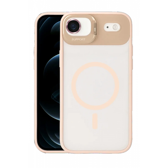Joko Apple iPhone 17 Air Remim Lensli Magsafe Standlı Kapak - Pembe