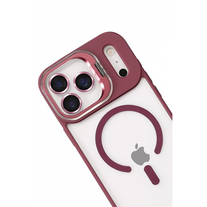 Joko Apple iPhone 17 Pro Max Remim Lensli Magsafe Standlı Kapak - Bordo
