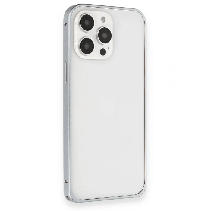 Joko iPhone 15 Pro Max Metal Bumper Mat Kapak - Gri