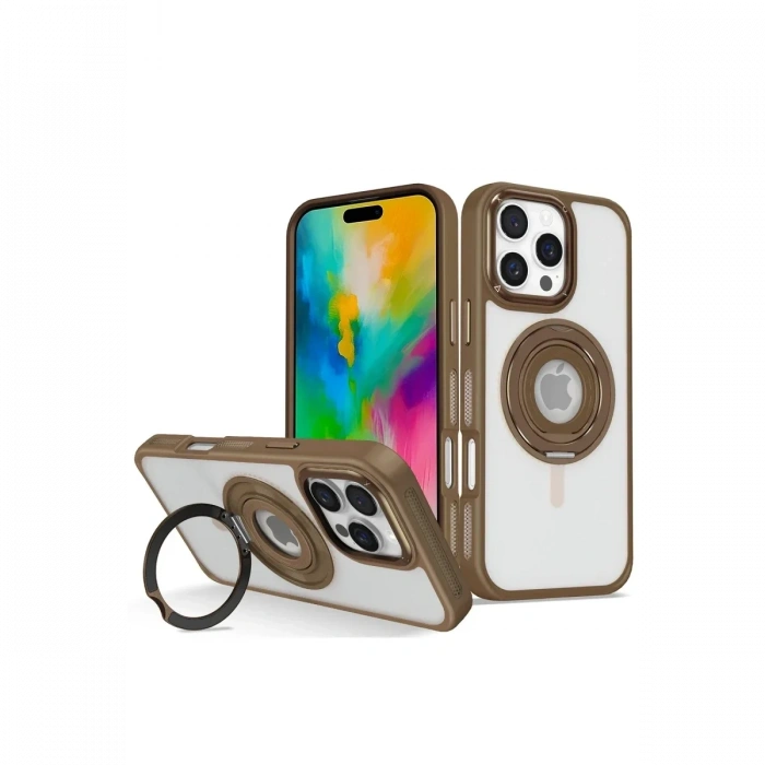 Joko iPhone 16 Pro Banza Magsafe Standlı Kapak - Kahverengi
