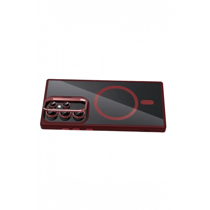 Joko Samsung Galaxy S25 Ultra Remim Lensli Magsafe Standlı Kapak - Bordo