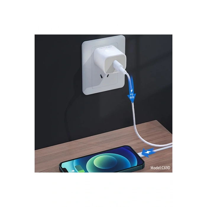 Konfulon C69D 20W + 1M 18W DC15 Type-C to Type-C Kablolu PD Şarj Cihazı