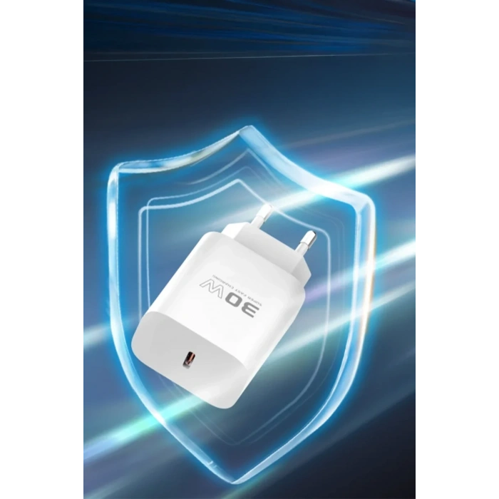 Konfulon C87C 30W Type-C Çıkışlı Ekstra DL50 1M Type-C to Lightning Kablolu PD Şarj Cihazı - Beyaz