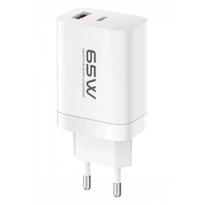 Konfulon C99Q 65W PD Destekli Type-C ve USB Çift Çıkışlı Hızlı Şarj Adaptörü - Beyaz
