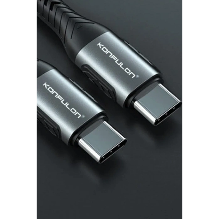 Konfulon DC43 Type-C to Type-C 1M Örgü 60W Hızlı Şarj Kablo - Yeşil
