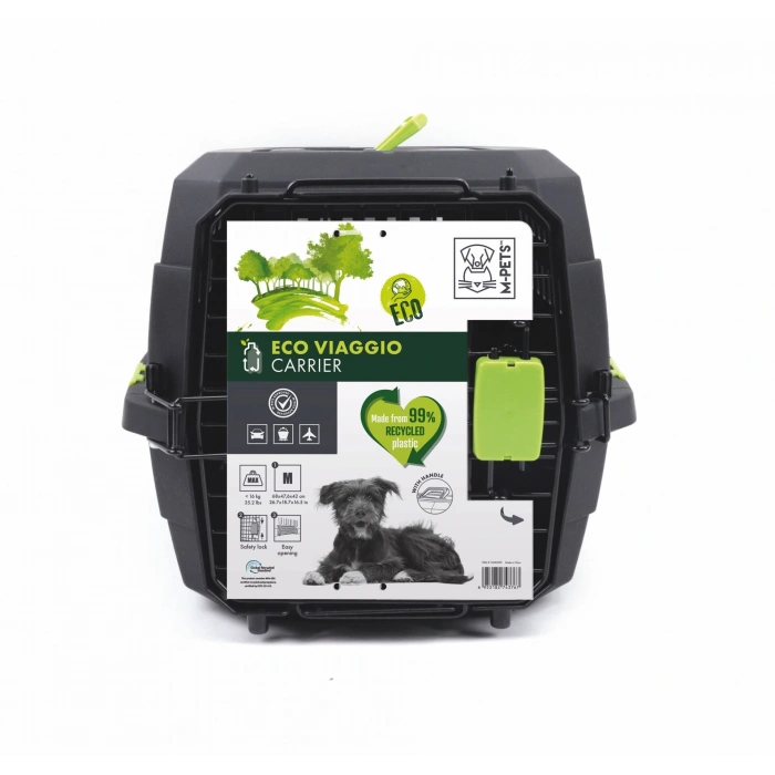 M-Pets Eco Viaggio Carrier Lata Kedi ve Küçük Irk Köpek Taşıma Çantası 68x47.6x42 Cm Siyah Medium