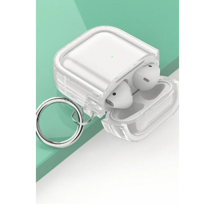 Movenchy Airpods 4 (4.nesil) Shiny Şeffaf Kılıf - Beyaz