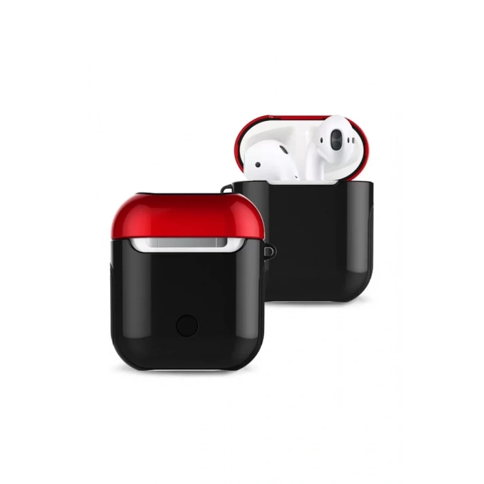 Newface Apple Airpods 2 (2.nesil) 3in1 Kılıf - Siyah-Kırmızı