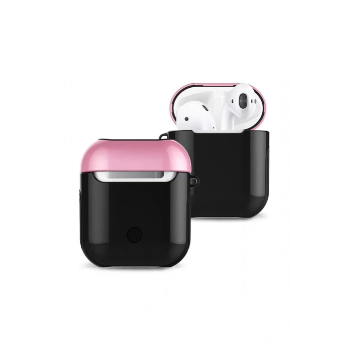 Newface Apple Airpods 2 (2.nesil) 3in1 Kılıf - Siyah-Pembe