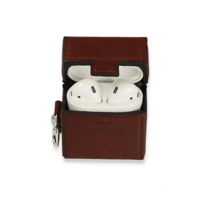 Newface Apple Airpods 2 (2.nesil) Deri Kılıf - Bordo