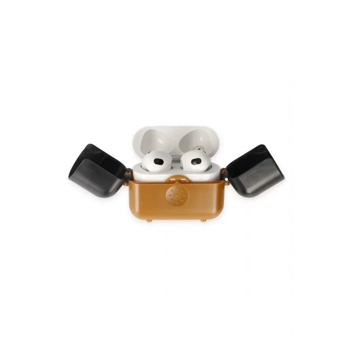 Newface Apple Airpods 3 (3.nesil) Basmalı Kılıf - Kahverengi-Siyah