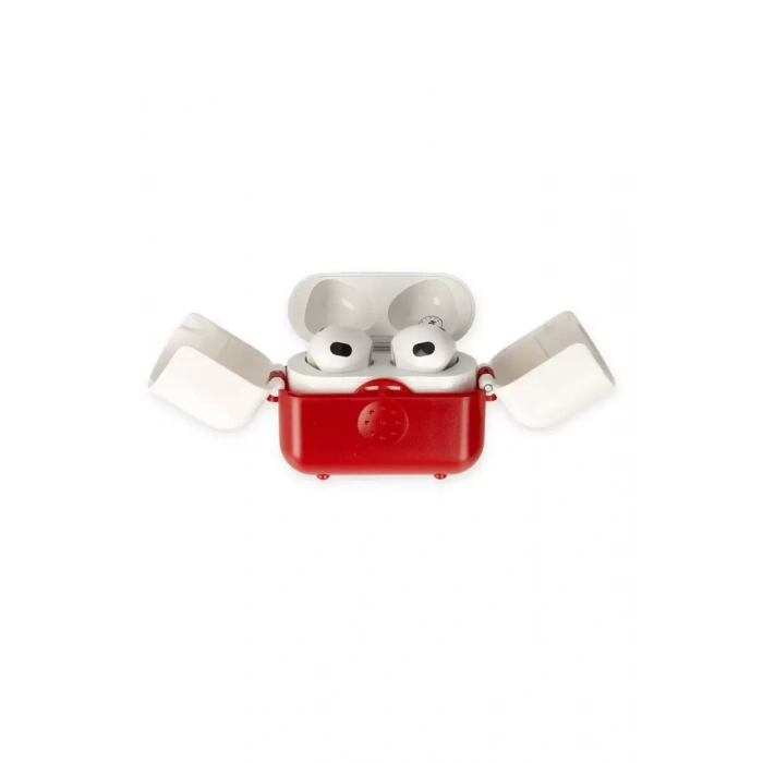 Newface Apple Airpods 3 (3.nesil) Basmalı Kılıf - Kırmızı-beyaz