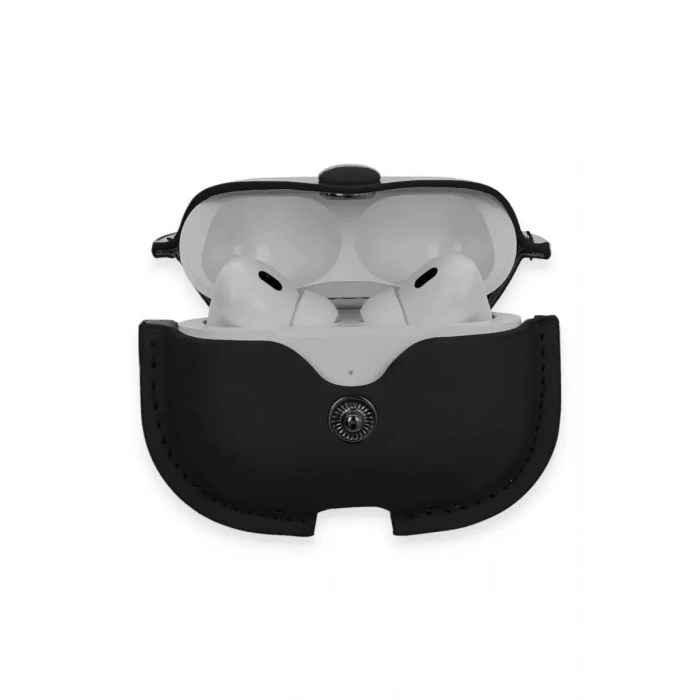 Newface Apple Airpods Pro 2 (2.nesil) Çanta Deri Kılıf - Siyah