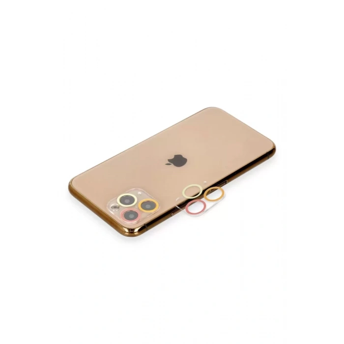Newface Apple İphone 11 Pro Max Renkli Kamera Lens Koruma Cam - Turuncu-kırmızı