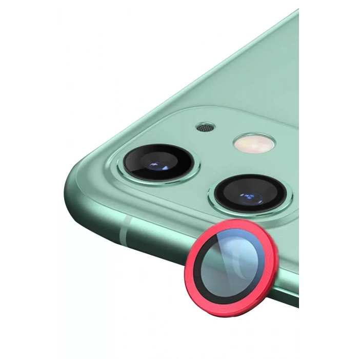 Newface Apple İphone 12 Mini Raze Metal Kamera Lens - Kırmızı