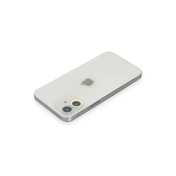 Newface Apple İphone 12 Mini Renkli Kamera Lens Koruma Cam - Sarı-mavi