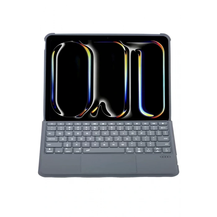 Newface Apple T5510D iPad Pro 13 (2024) Kılıf Palermo Ledli Klavyeli Standlı Tablet Kılıfı - Siyah