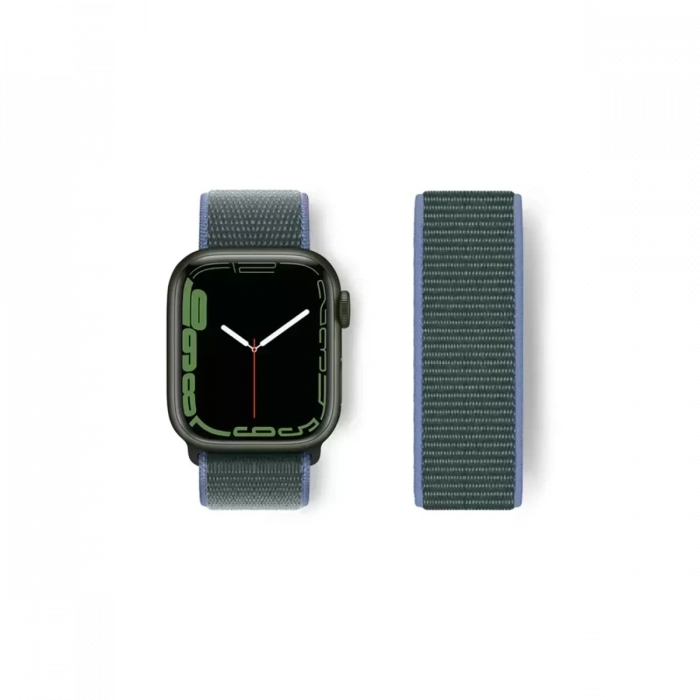 Newface Apple Watch 38mm Hasırlı Cırtcırtlı Kordon - Mavi-yeşil