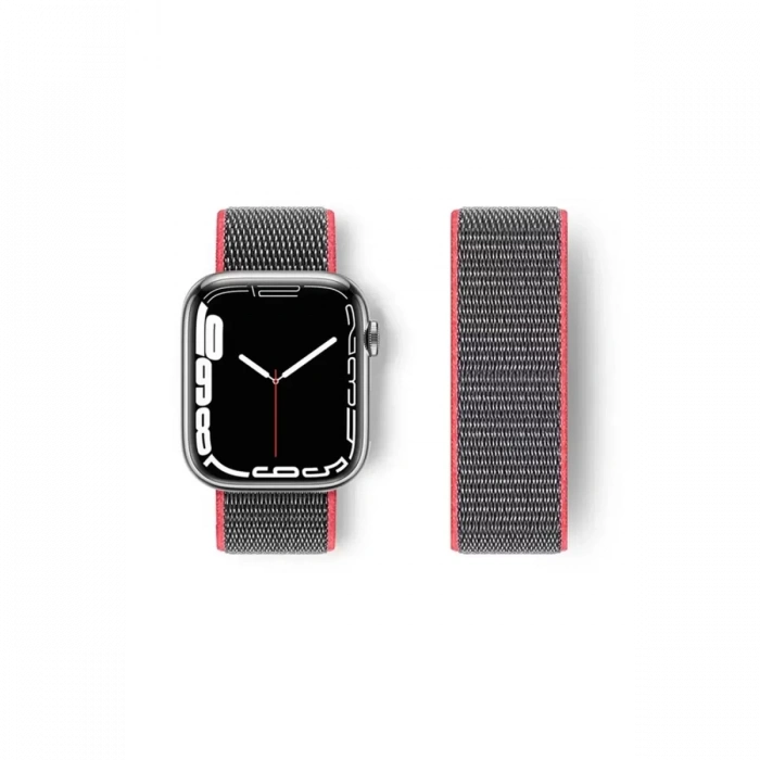 Newface Apple Watch 38mm Hasırlı Cırtcırtlı Kordon - Pembe
