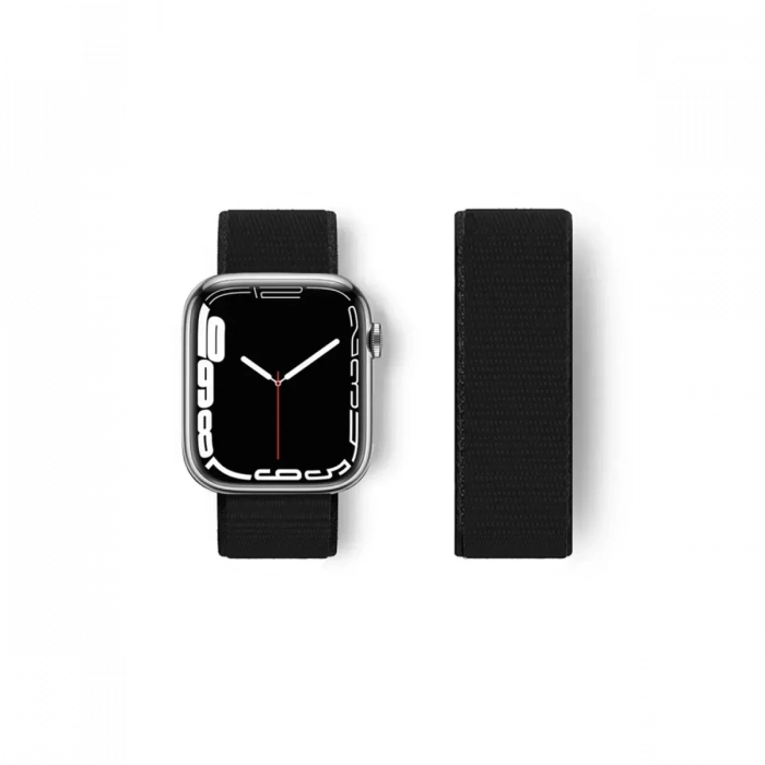 Newface Apple Watch 38mm Hasırlı Cırtcırtlı Kordon - Siyah