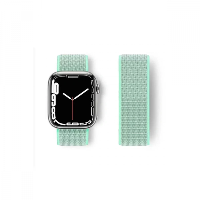 Newface Apple Watch 38mm Hasırlı Cırtcırtlı Kordon - Turkuaz