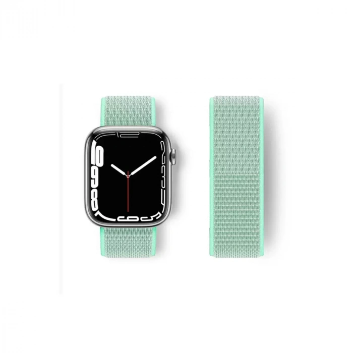 Newface Apple Watch 38mm Hasırlı Cırtcırtlı Kordon - Turkuaz