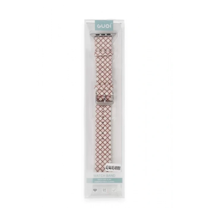 Newface Apple Watch 38mm Karo Motif Kordon - Pembe