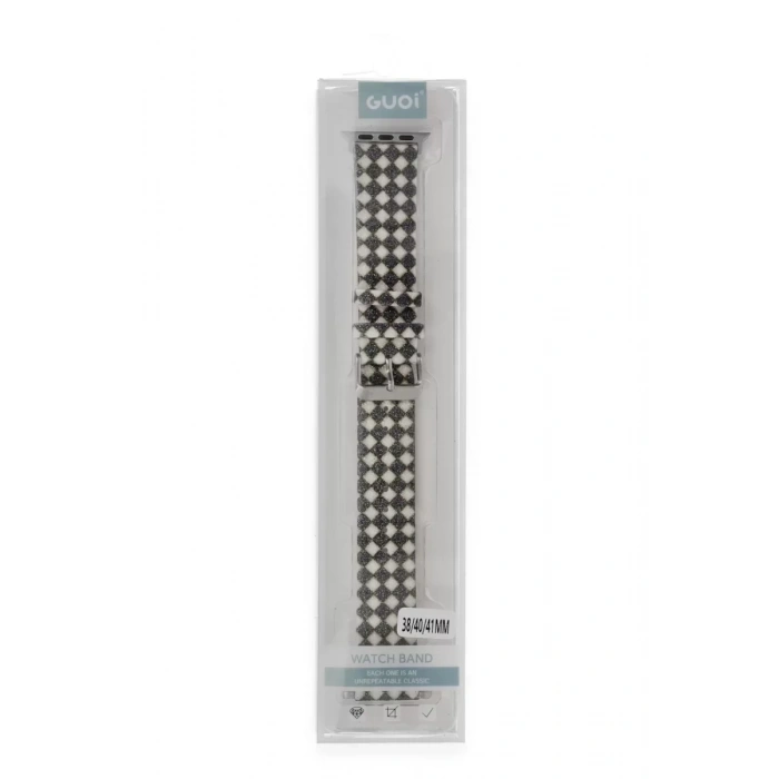 Newface Apple Watch 38mm Karo Motif Kordon - Siyah