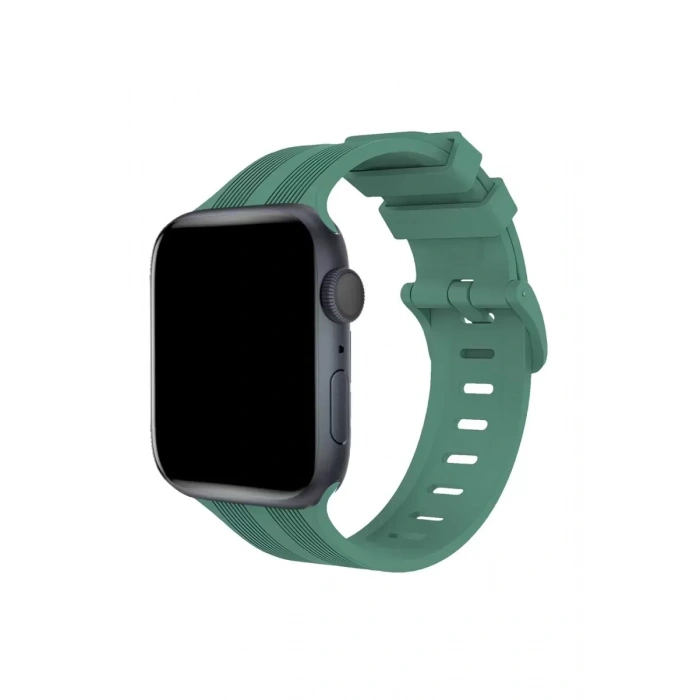 Newface Apple Watch 38mm Kr408 Çizgili Silikon Kordon - Yeşil