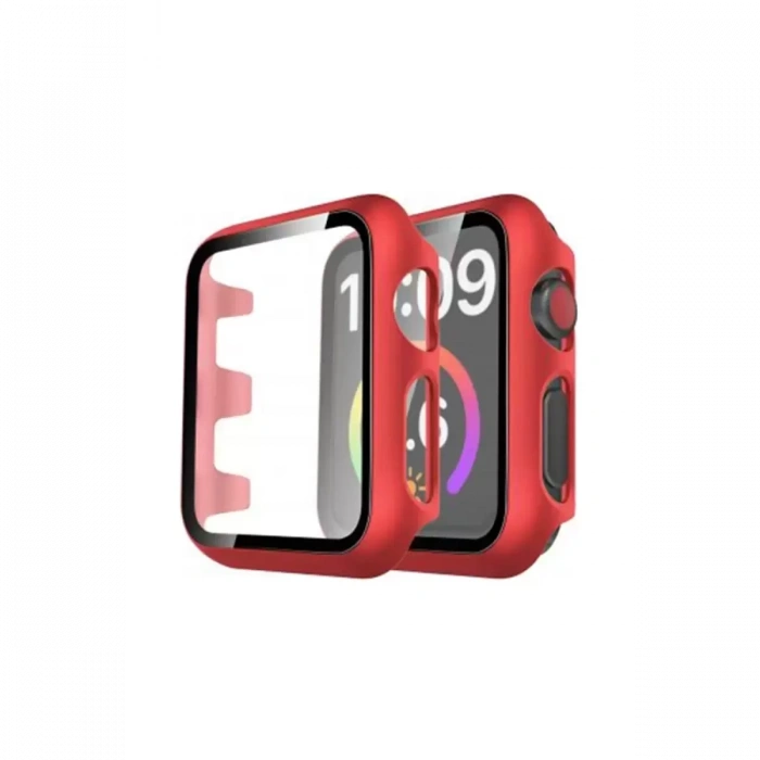 Newface Apple Watch 40mm Camlı Kasa Ekran Koruyucu - Kırmızı