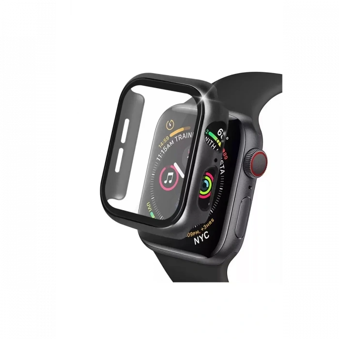 Newface Apple Watch 40mm Camlı Kasa Ekran Koruyucu - Siyah