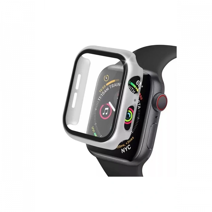 Newface Apple Watch 41mm Camlı Kasa Ekran Koruyucu - Gümüş