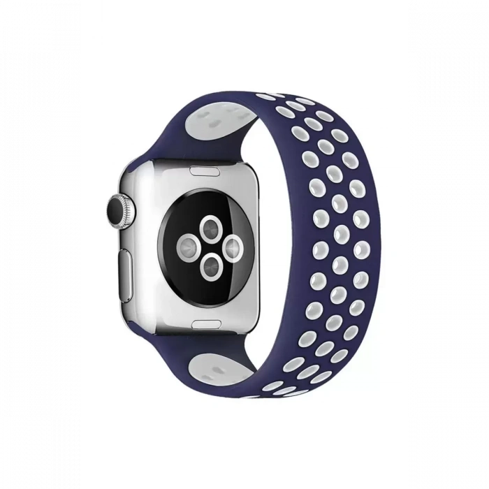 Newface Apple Watch 42mm Ayarlı Delikli Silikon Kordon - Lacivert-beyaz