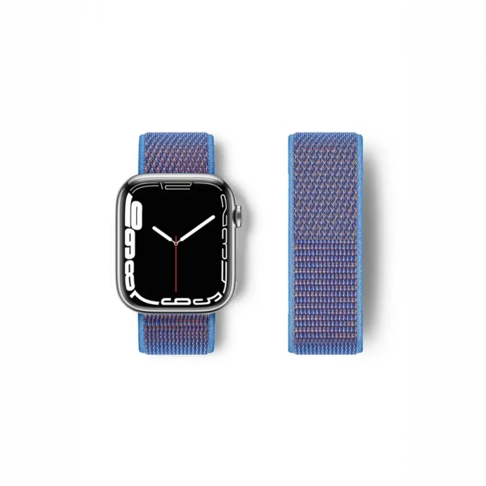 Newface Apple Watch 42mm Hasırlı Cırtcırtlı Kordon - Mor