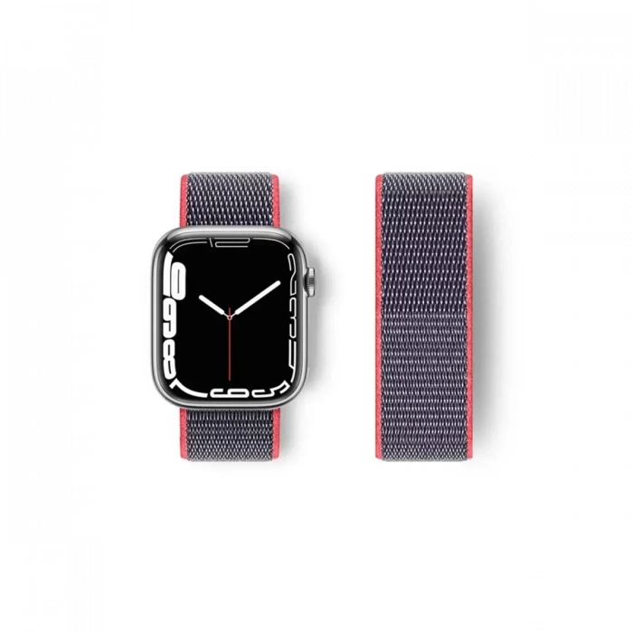 Newface Apple Watch 42mm Hasırlı Cırtcırtlı Kordon - Pembe