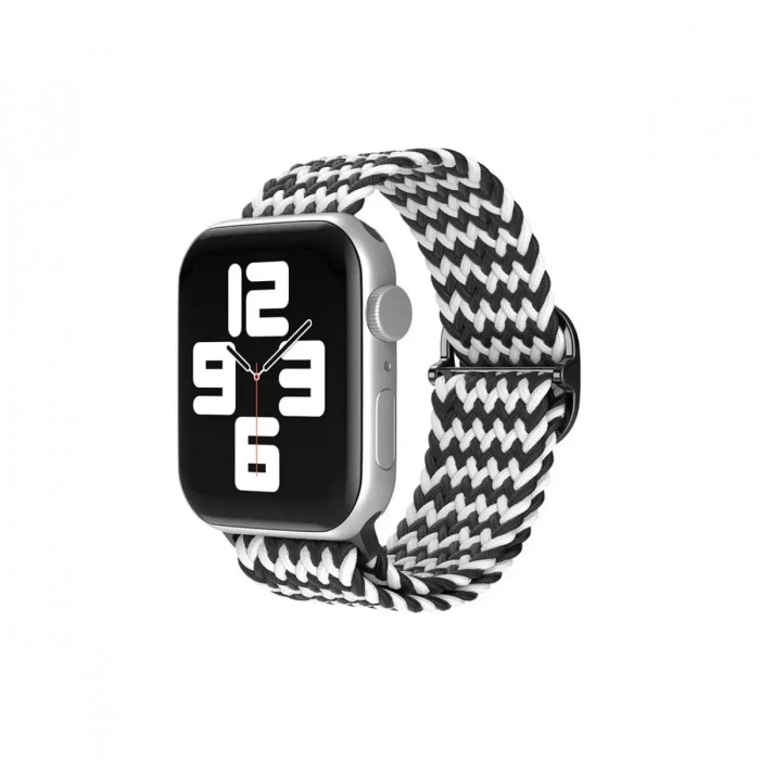 Newface Apple Watch 42mm Star Kordon - Zigzag Siyah-beyaz