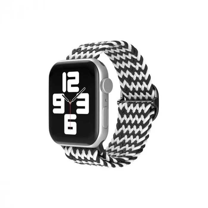 Newface Apple Watch 42mm Star Kordon - Zigzag Siyah-beyaz