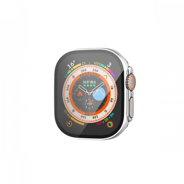 Newface Apple Watch Ultra 49mm Legend Camlı Kasa Ekran Koruyucu - Gümüş