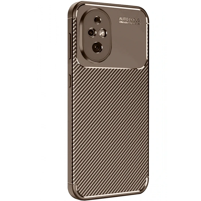 Newface Honor 200 Kılıf Auto Focus Karbon Kapak - Kahverengi